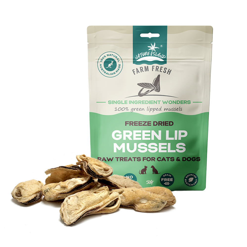 Freeze Dried Green lip mussels raw treats 50g for Pets